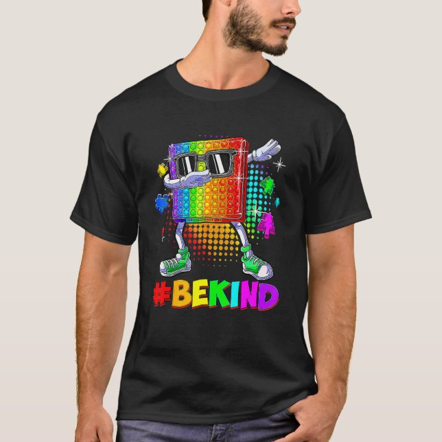 Var Snäll Dabbing Pop It Pusselbit Autism Medveten T Shirt (Framsida)