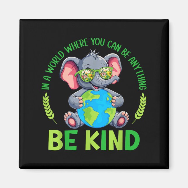Var snäll Elefant Earth Day Planet Världen Vänligh Magnet (Framsidan)