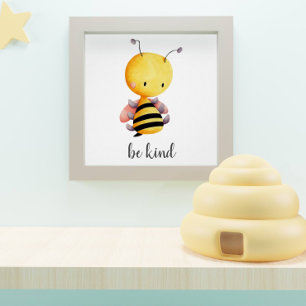 Var snäll gul och rosa bin barnkammare poster