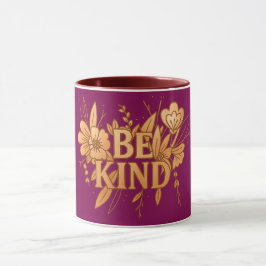 Var snäll | Guld Blommig Inspirerande Kombimugg Mugg