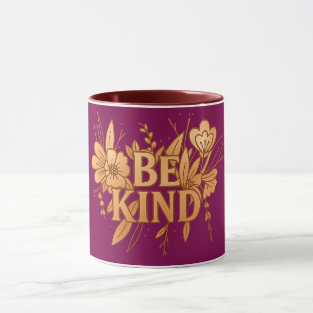 Var snäll | Guld Blommig Inspirerande Kombimugg Mugg (Center)