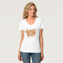Var snäll | Guld Blommig Inspirerande Kvinnors V-r T Shirt