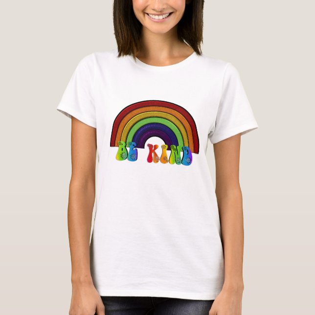 Var snäll HBTQ regnbågspositivitet  T Shirt (Framsida)