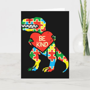 Var snäll hjärta pussel Trex Dinosaur Autism Medve Kort