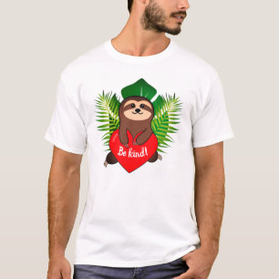 "Var snäll!" Långsamma med hjärta och tropisk blad T Shirt