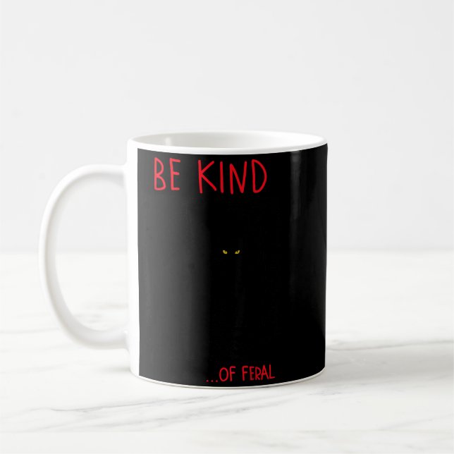 Var Snäll Lite Vild Rolig Svart Katt Spegel Goth Kaffemugg (Vänster)