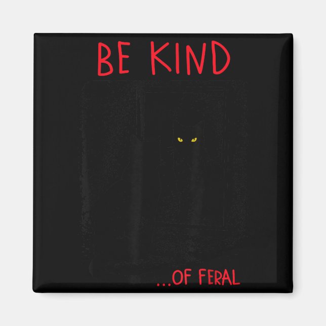 Var Snäll Lite Vild Rolig Svart Katt Speglar Goth Magnet (Framsidan)