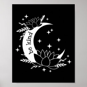 Var snäll Luna och måne Lotusblomma Yoga Meditatio Poster