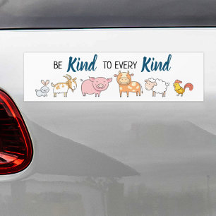 Var snäll mot alla typer av Vegan söta djur Bildekal