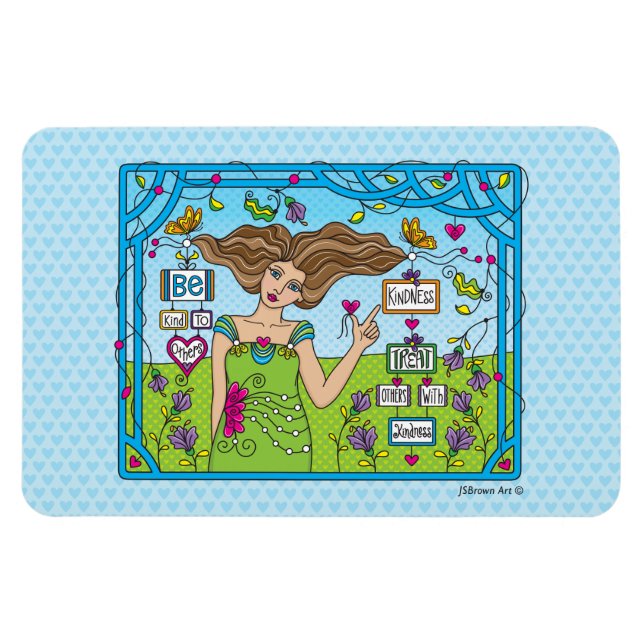 Var snäll mot andra_Böjd magnet 6" x 4" (Horisontell)