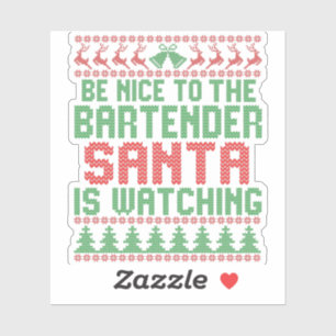 Var snäll mot Bartender Santa IS-gåvan Klistermärken