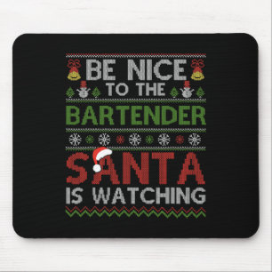Var snäll mot Bartender-tomten som tittar på julto Musmatta