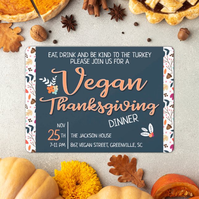 Var snäll mot blommigten Vegan-thanksgivingen Inbjudningar (Skapare uppladdad)