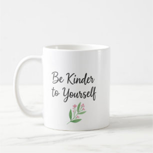 Var snäll mot dig själv Vattenfärg Blommig Självkä Kaffemugg