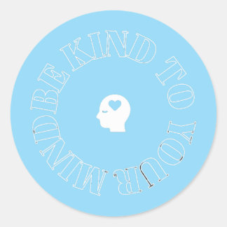 Var snäll mot din själ ljusblå rund sticker  runt klistermärke