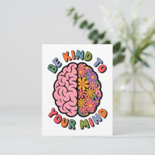 Var snäll mot ditt sinne, Blommigt Brain-citat Julkort