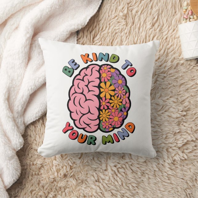 Var snäll mot ditt sinne, Blommigt Brain-citat Kudde (Filt)