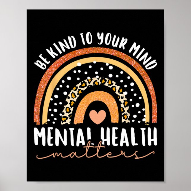 Var snäll mot ditt sinne Leopard Rainbow Mental He Poster (Framsidan)