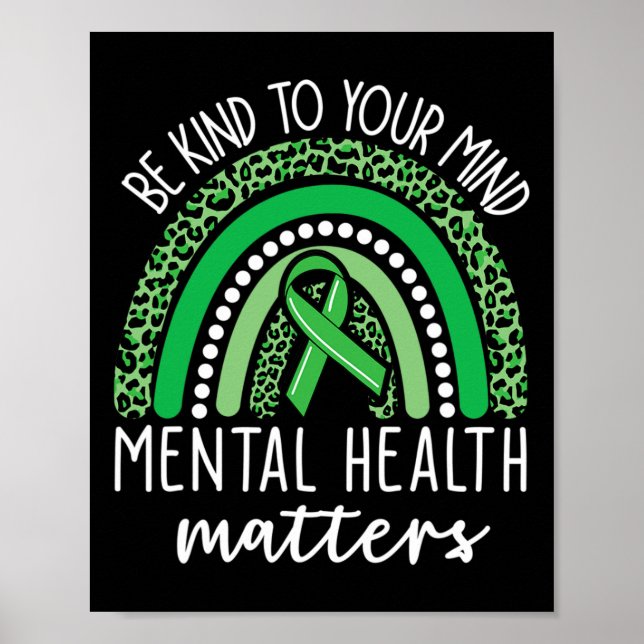 Var snäll mot ditt sinne Leopard Rainbow Mental He Poster (Framsidan)