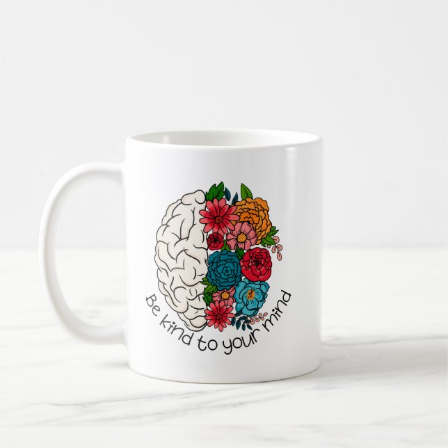 Var snäll mot ditt sinne Positiv mental hälsa deka Kaffemugg (Vänster)