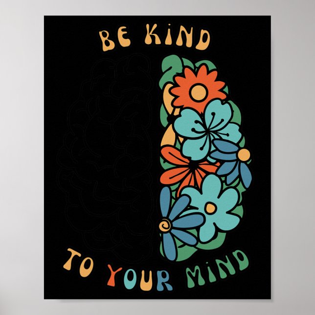 Var snäll mot ditt sinne Retro Grönt Pental Health Poster (Framsidan)