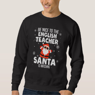 Var Snäll Mot Engelskläraren Tomte Ser På C Lång Ärmad Tröja