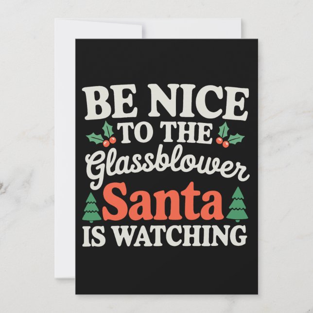 Var Snäll Mot Glasblåsaren Tomte Bevakar Jul Inbjudningar (Framsida)