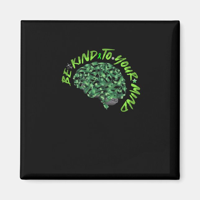 Var snäll mot Grönten Ribbon Brain - Mental H Magnet (Framsidan)