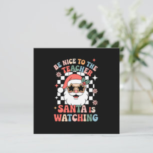 Var Snäll Mot Läraren Tomte Julen Är På väg Retro Inbjudningar