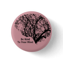 Var snäll mot mind-Träd-hjärna-knapp-stift