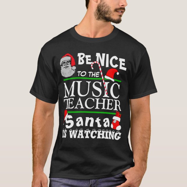 Var snäll mot Music Teacher Black Tee (Framsida)