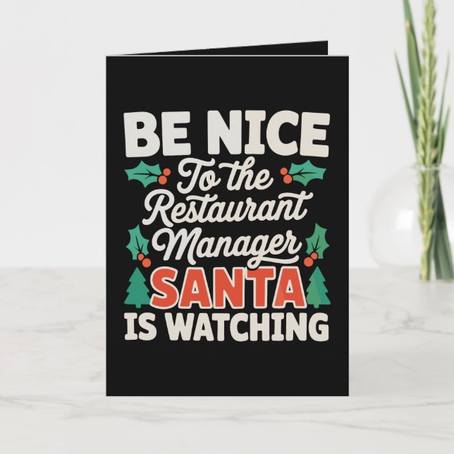 Var Snäll Mot Restaurangchef Tomte Är På Vakt Kort (Framsida)