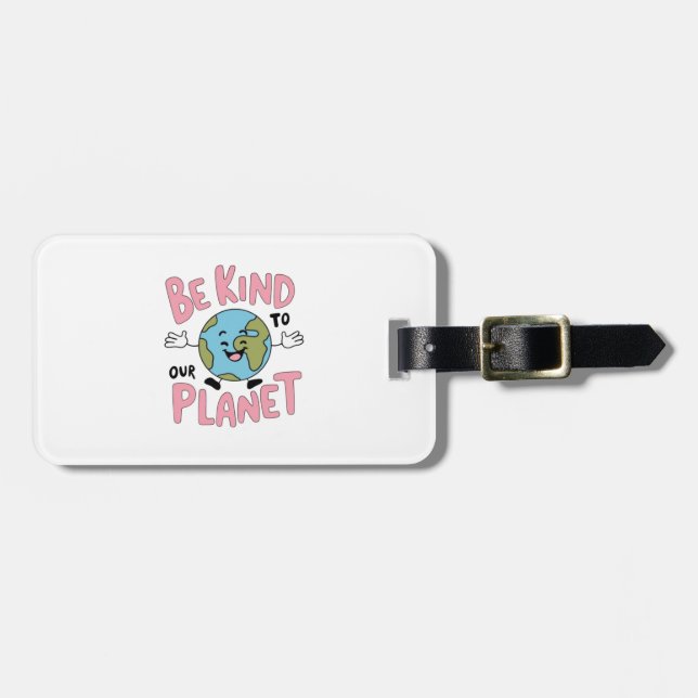 Var snäll mot vår planet 💚 bagagebricka (Horisontell Framsida)