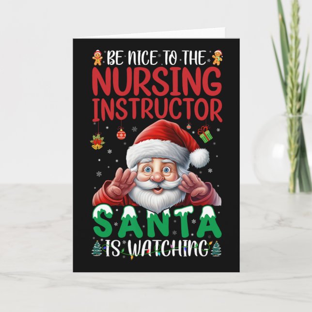 Var Snäll Mot Vården Instruktör Tomte Är Watching  Kort (Framsida)