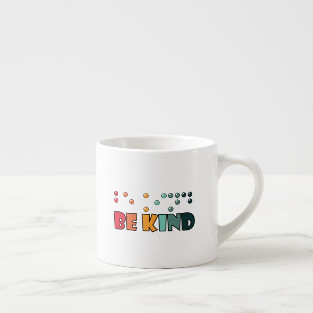 Var snäll och blindskrift Literacy Blinness Awaren Espressomugg (Höger)