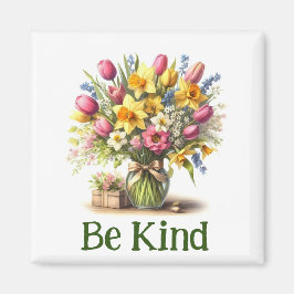 Var snäll och blommigt magnet