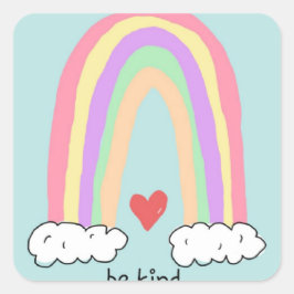 Var snäll och fäst fyrkantigt klistermärke