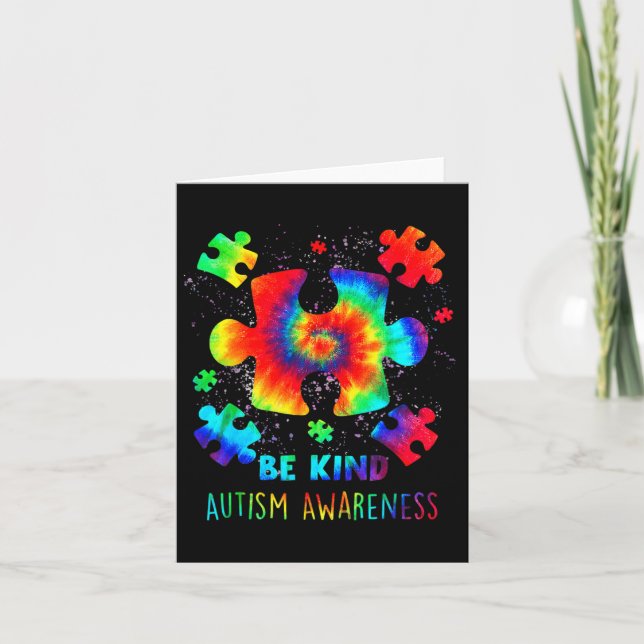 Var snäll och förskingra Delar Tie Dye Autism Awar Kort (Framsida)