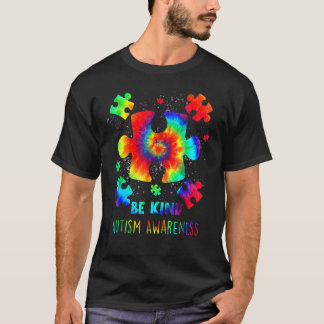 Var snäll och förskingra Delar Tie Dye Autism Awar T Shirt
