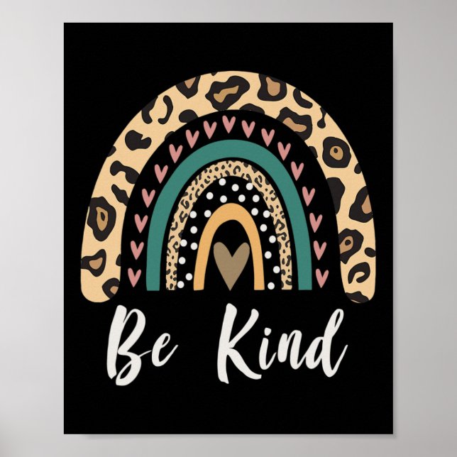 Var snäll och Leopard Rainbow Kindness inspiration Poster (Framsidan)