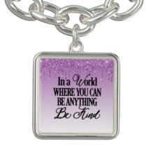 Var snäll och Lila-Glitter Bracelet