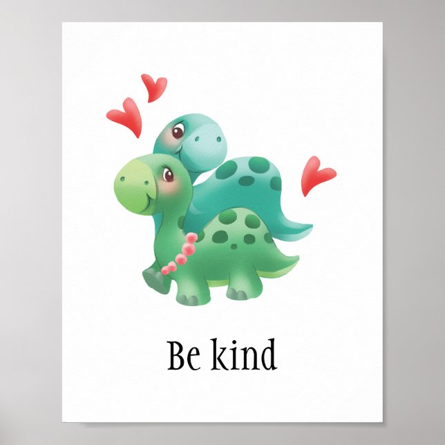 Var snäll och poster i baby eller rum med dinosaur (Framsidan)