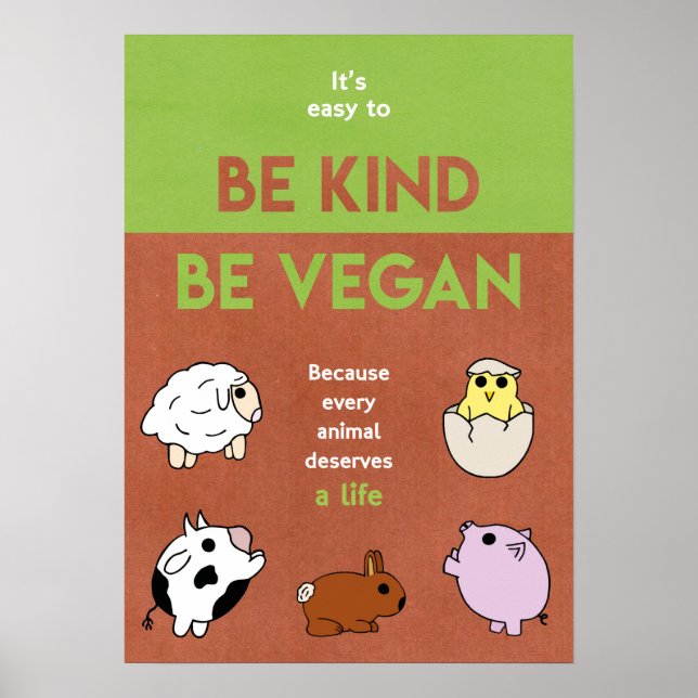 Var snäll och Poster Vegan (Framsidan)