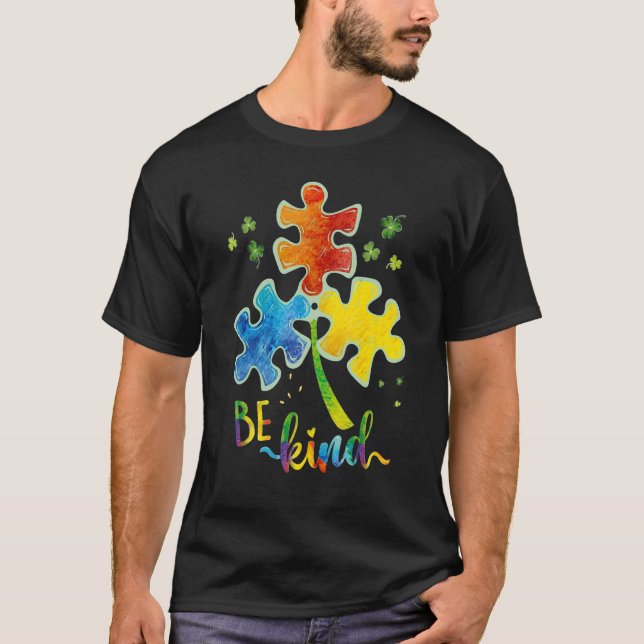 Var snäll och puzzle Biet Autism Awareness Autism  T Shirt (Framsida)
