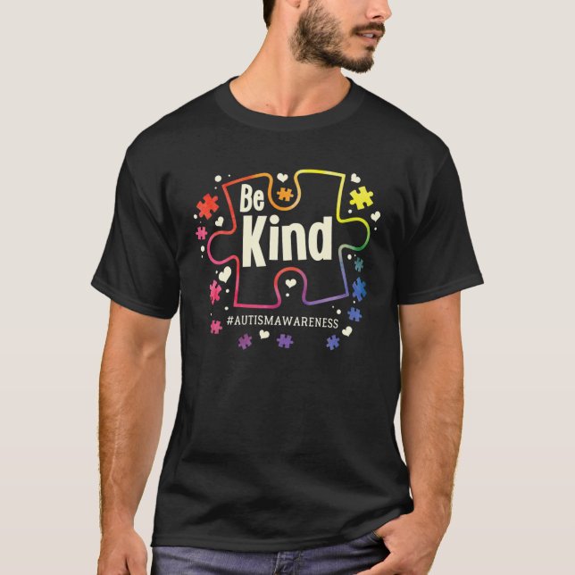 Var snäll och puzzle Biet Cute Autism Awareness Gr T Shirt (Framsida)