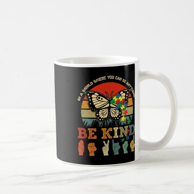 Var snäll och puzzle Butterfly Asl Lärare Autism A Kaffemugg (Höger)