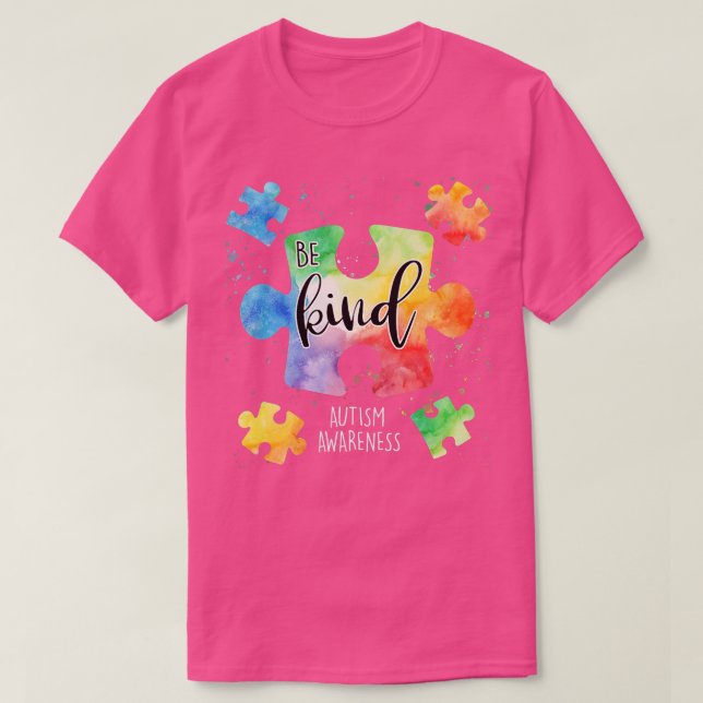 Var snäll och puzzle Delar Cute Autism Awareness T Shirt (Design framsida)