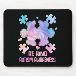 Var snäll och puzzle Delar Tie Dye Autism Awarenes Musmatta