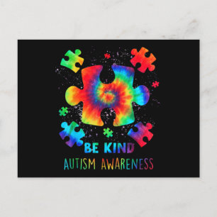 Var snäll och puzzle Delar Tie Dye Autism Awarenes Vykort