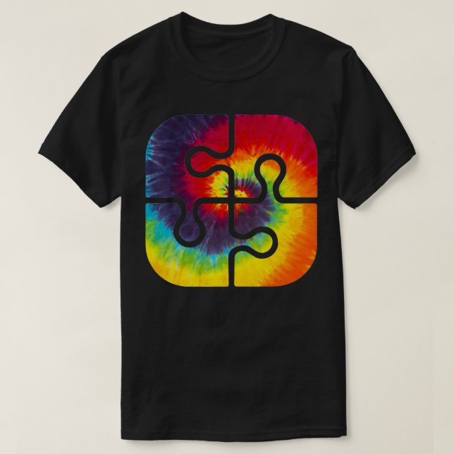 Var snäll och puzzle Delar Tie Dye Cute Autism Awa T Shirt (Design framsida)